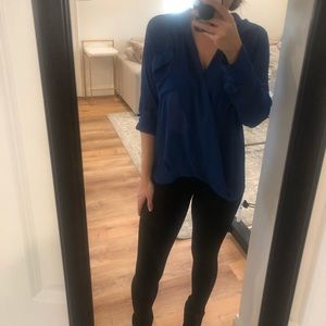 Semi Sheer Chiffon Surplice Top